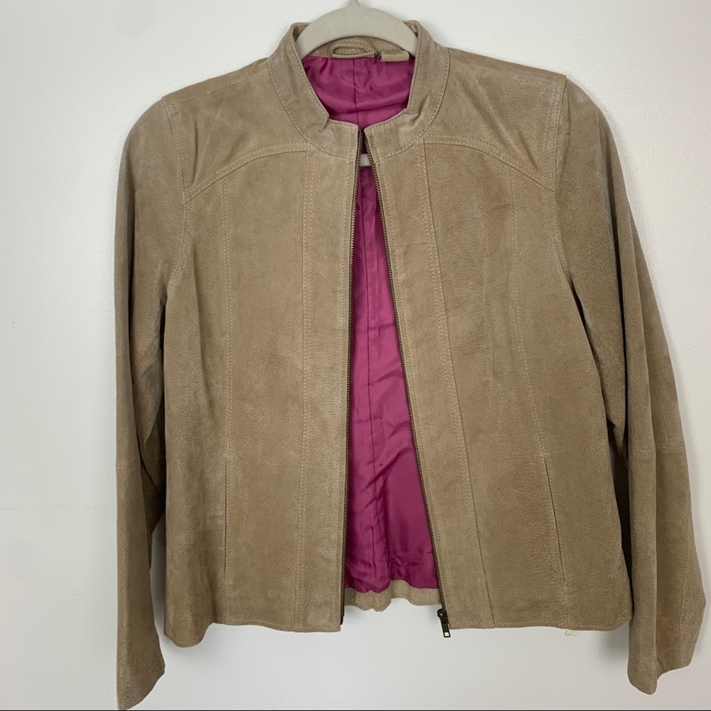 RUFF HEWN Suede Jacket Genuine Leather Tan Size Medium